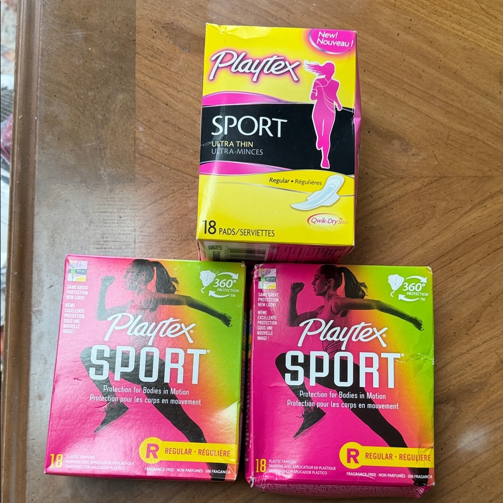 Playtex Sport Ultra Thin Pads - Pink and Yellow Packaging